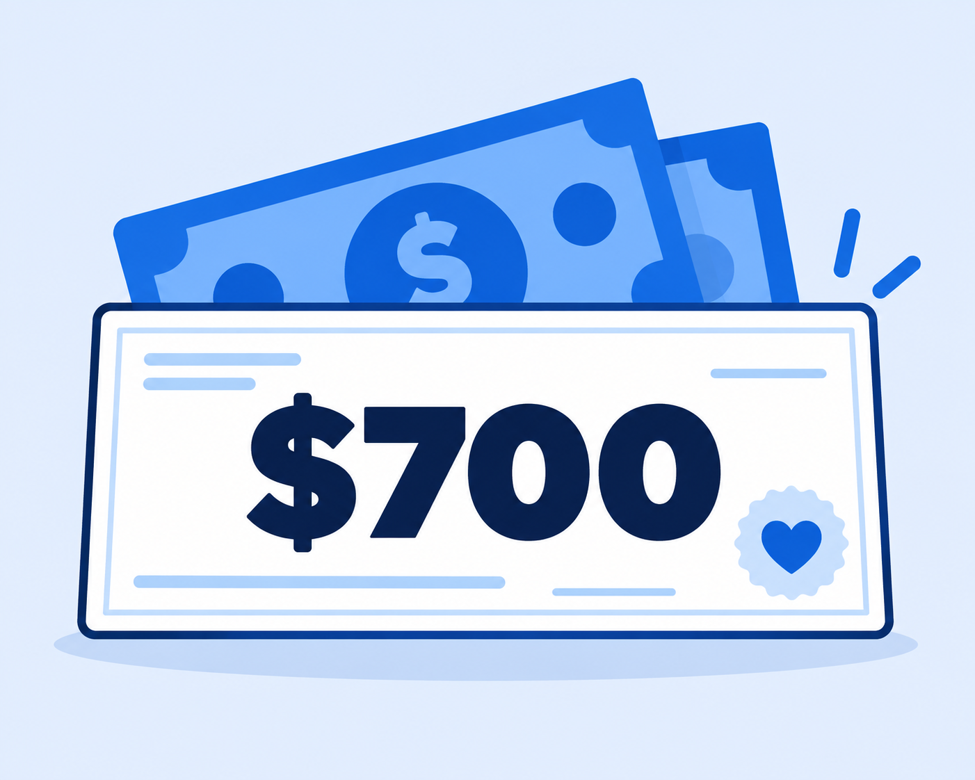Illustrated $700 donation check representing our gift to Pleasantville Cottage School